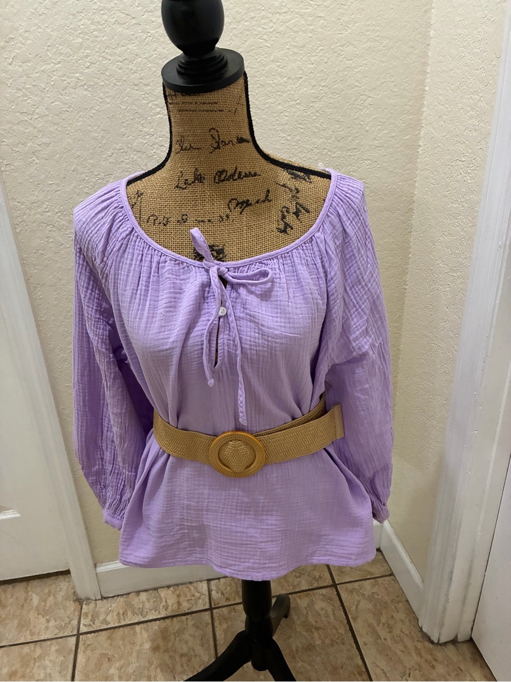 Universal Thread Lavender Tie-Neck Peasant Tunic